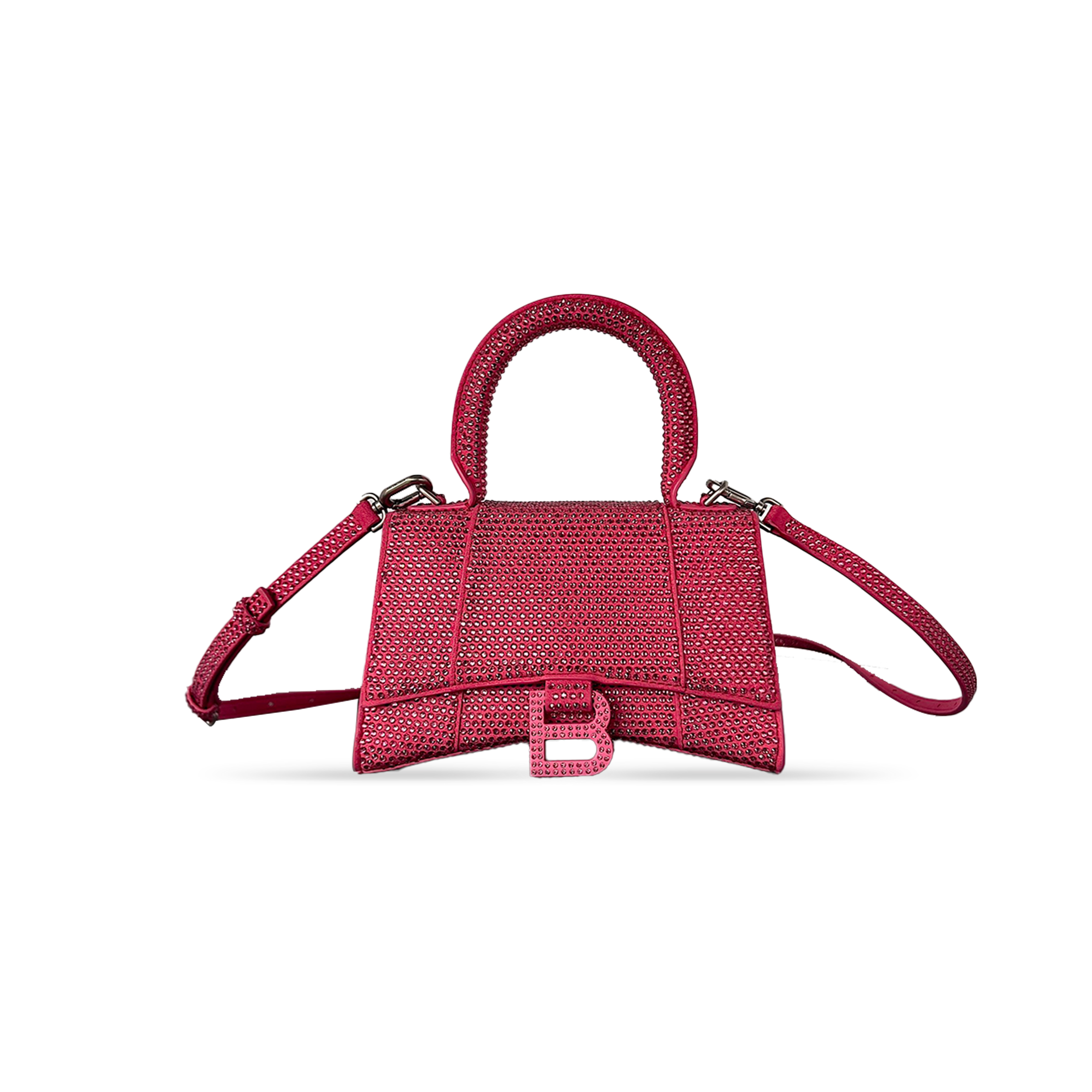 Ba*len*cia*ga women''s hourglass handbag xs with rhinestones pink 5928331s4cy7210 (18.8*13*7.9cm)